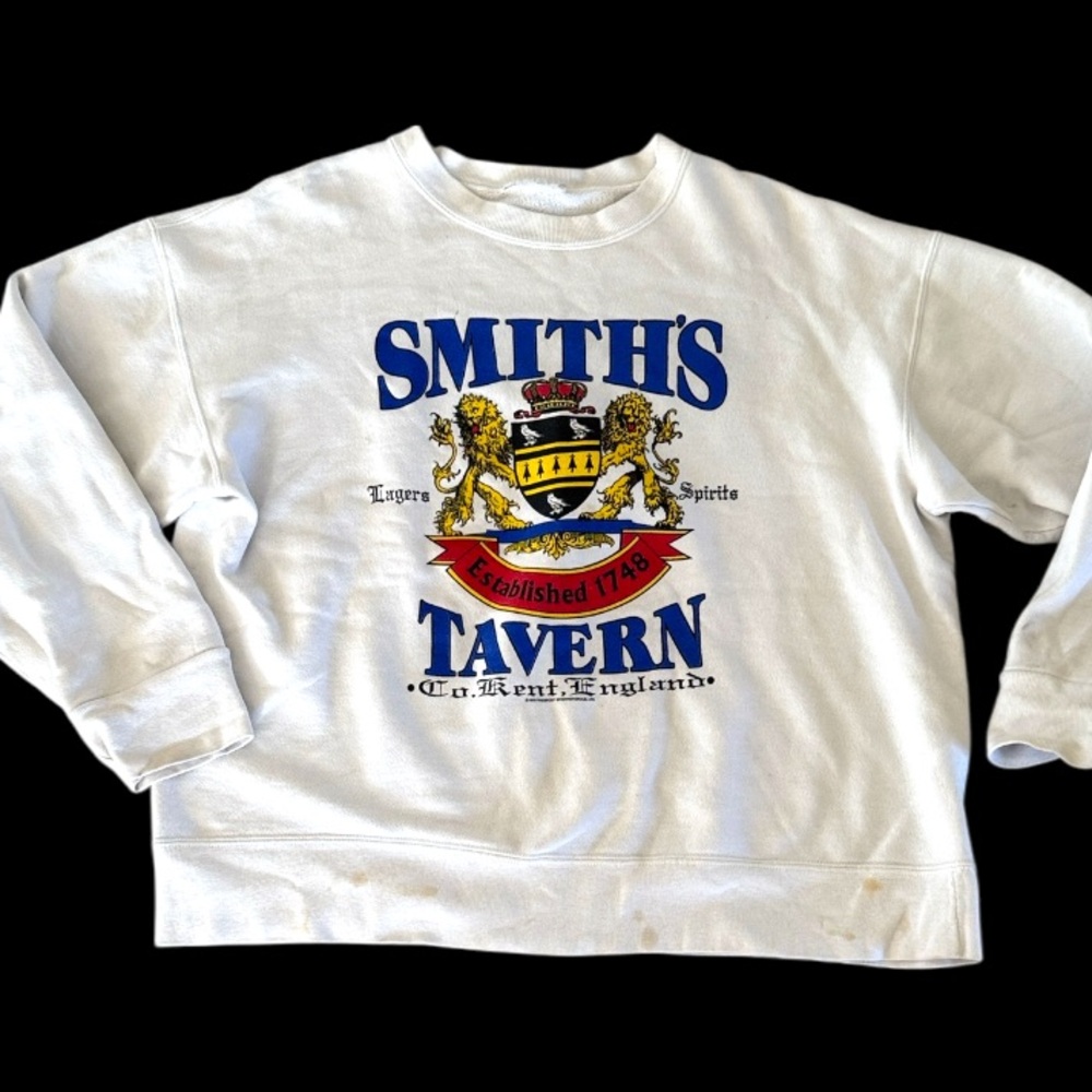 Vintage 90s Smith's Tavern England Sweatshirt Mens XL Crewneck Pullover Big Logo